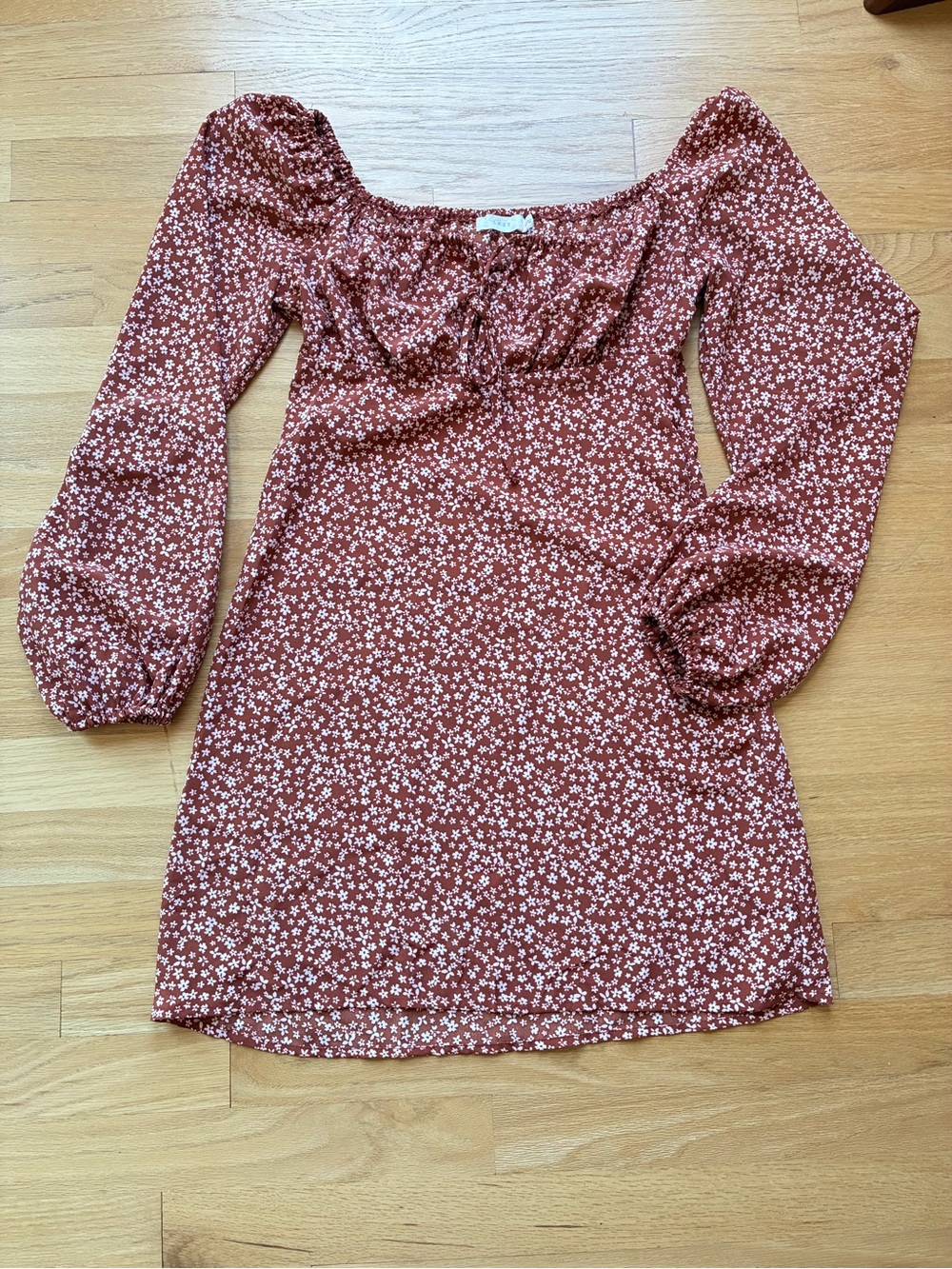 Lush XS Cinnamon Floral Boho Cottagecore Empire Waist Babydoll Peasant Dress